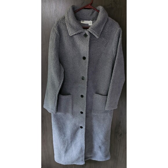 Easy essentials woman's long line cozy button coat gray - Picture 1 of 5
